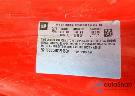 2011 Chevrolet Camaro Lt z USA, uszkodzony, nr VIN 2G1FF3DD6B9209509